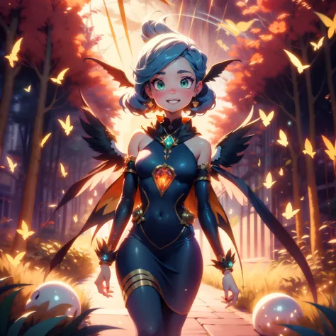 Chibi Figure Queen Rihanna Arch-Angel Sparrow_bird_with_open_wings flying cherry_blossom wings_spread_upwards CherryTree unrealengine5 ultra Cinamatic ultra_high-def Van_Gogh Masterpiece town woodland deep path church equirectangular nature ultra_high-res ...