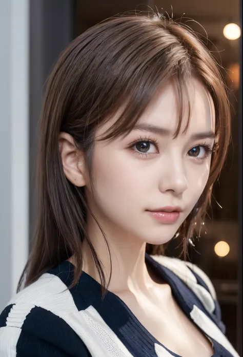 (8K, Photorealistic, Raw photo, of the highest quality: 1.3), (1girl in), Super beautiful, (Realistic face), (boyish, Silver Color Berry Shorthair), Beautiful , Glare that captivates the viewer, Beautiful expression, Beautiful breasts, (Realistic skin), Be...