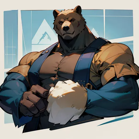 Anthropomorphic, bear, muscular, grizzly bear