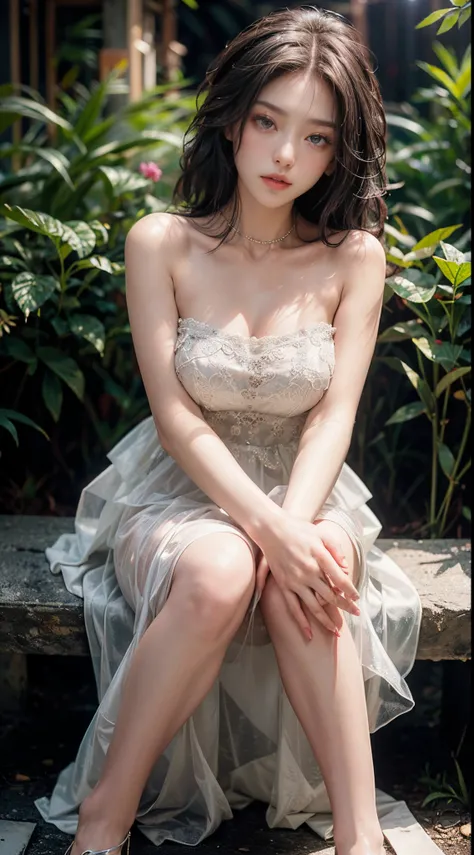 Sweet girl clothes4,strapless dress,jewelry, fashi-girl, red lips, mature female, makeup, Big eyes, Pretty eyes, ((full body)), ((Random shooting angles)), (best quality, masterpiece:1.2), ultra-detailed, (realistic:1.37), beautiful, youthful, glamorous mo...