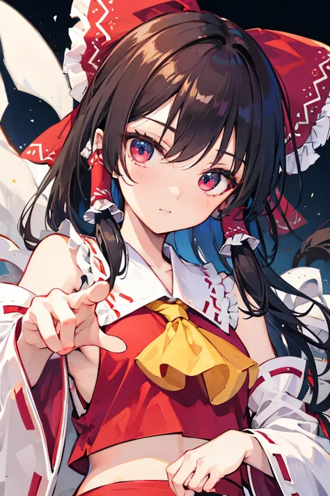 hakurei reimu, touhou project, pointing