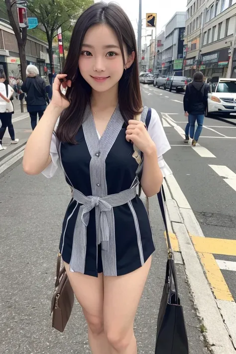 ((Best Quality)), ((masutepiece)), Perfect face,japanes,Beautie,bus guide,tourist destination,soio,bus guide costume