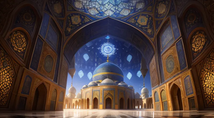 imagine a mosque situated in a bustling city, where tradition seamlessly blends with innovation. the mosque is a masterpiece of ...