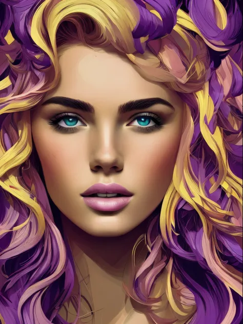 ((best quality)), ((masterpiece)), ((detailed)), beautiful, FISideRightFace, side right face, perfect face, abstract beauty, Create a digital art work in pop art style, luxury elegance bold with hint of feminine, happy & youthful, authentic, brave, princes...