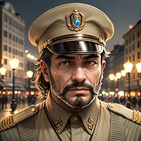 A portrait of a modern man in military uniform and cap, a Middle Eastern warlord , --auto --s2