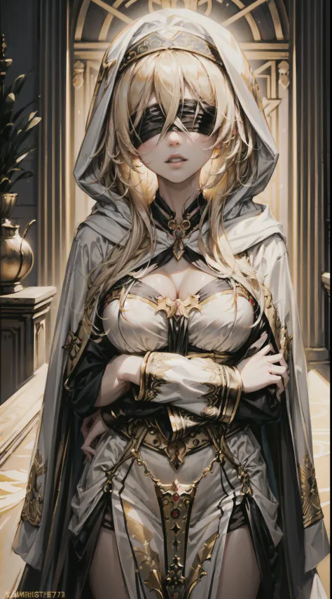 (masterpiece, top quality, best quality, official art, beautiful and aesthetic:1.2),full body, 1girl, priestess, long light blon...