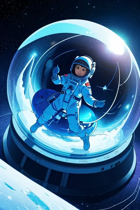 (best quality,4k,8k,highres,masterpiece:1.2),ultra-detailed,(realistic,photorealistic,photo-realistic:1.37),girl inside a space station,holding a snow globe,christmas tree inside,shining star,glittering snowflakes,reflection of lights,soft glow of the snow...