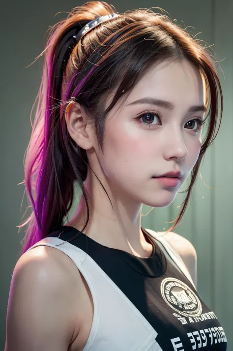 8K, of the highest quality, masutepiece:1.2), (Realistic, Photorealsitic:1.3), of the highest quality, masutepiece, Beautiful young woman, Pensive expression, Thoughtful look, Competitive swimmers、swim wears、Hair tied back, Cinematic background, Light skin...