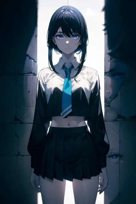 (Obra maestra, La mejor calidad, ultrahigh resolution), (((two girls of equal height standing side by side, holding_gun:0.9, aiming_at_viewer:0.9))), standing, school uniforms, white office shirt, black pleated skirt, ((pitch black, pitch black hair:0.7)),...