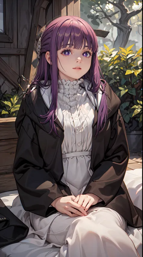 (purple hair:1.1,best quality,4k,8k,highres,masterpiece:1.2),ultra-detailed,(realistic,photorealistic,photo-realistic:1.37),fern...