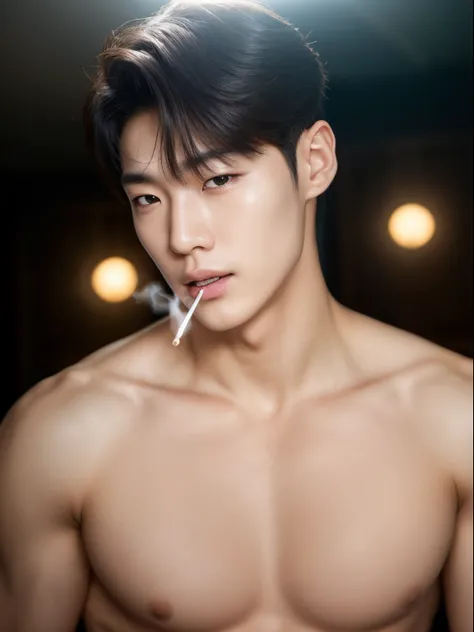 handsome face,slender、Beautiful facial features。hugging face,upper body,light blush, masterpiece, ultra quality, high resolution, 8k, intricate: 1.2), handsome, Young Korean man ,white skin, double eyelids , detailed skin,detailed teeth, ((realistic)),, ((...