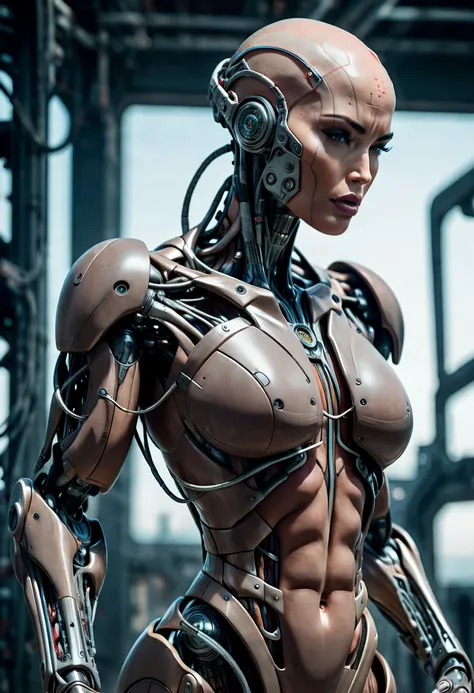 (beautiful muscular borg queen:1.25), (megan-fox:1.5), (full body pose), (mechanical muscles and tendons:1.5), (no hair), (bald ...