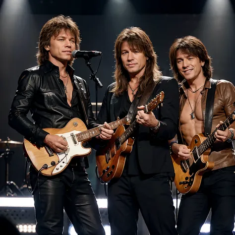 Jon Bon Jovi and Richie Sambora on stage with their real faces 2023