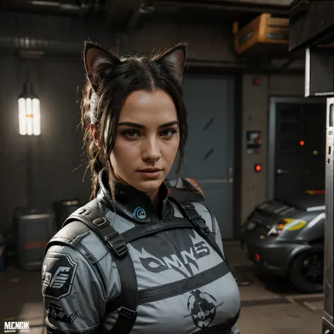 Comic book style image of a gray cat as an apex legends character