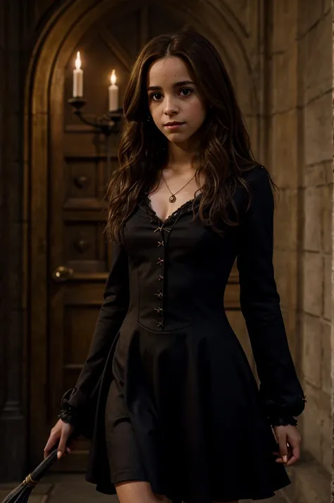 (hermione granger), (Sexy Witch Dress), (visage parfait), (corps parfait), (nue)