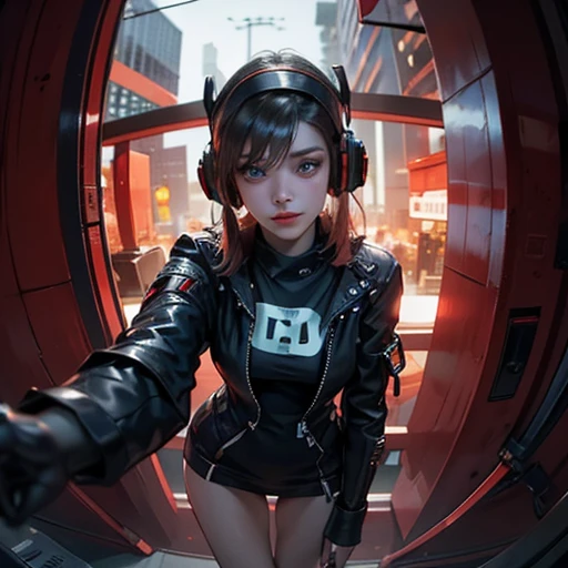 ( Masterpiece, best quality:1.3, fisheye:1.2 ), backlit, soft light, extremely high detailed, intricate, 8K, HDR, cinematic lighting, drone pov:1.8, (( cyberpunk night street:1.4, touching against pov, looking at viewer )), ryujin, narrow face, slim waist,...