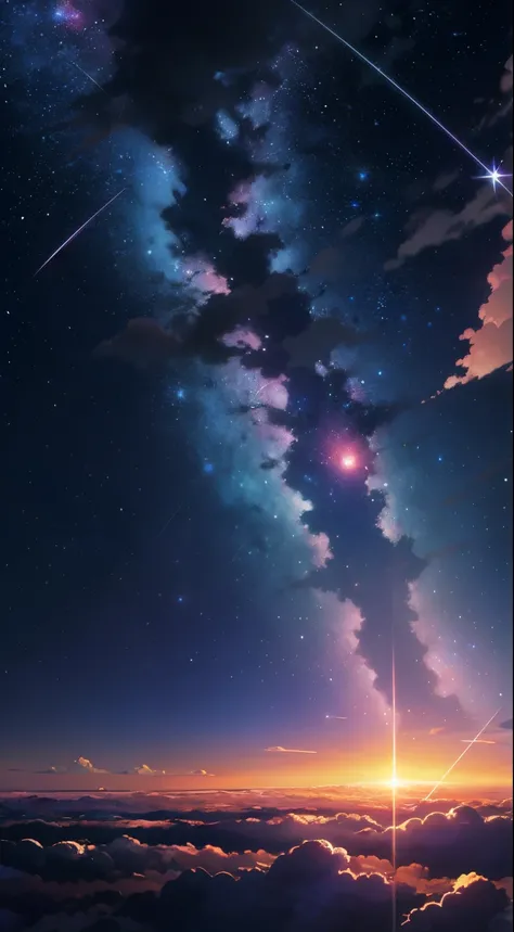 anime - style scene of a beautiful sky with a star and a planet, cosmic skies. by makoto shinkai, anime art wallpaper 4k, anime ...