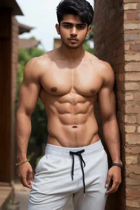 ((best quality)), ((masterpiece)), (detailed), perfect face morden indian boy with no dress Solid Men Trunk