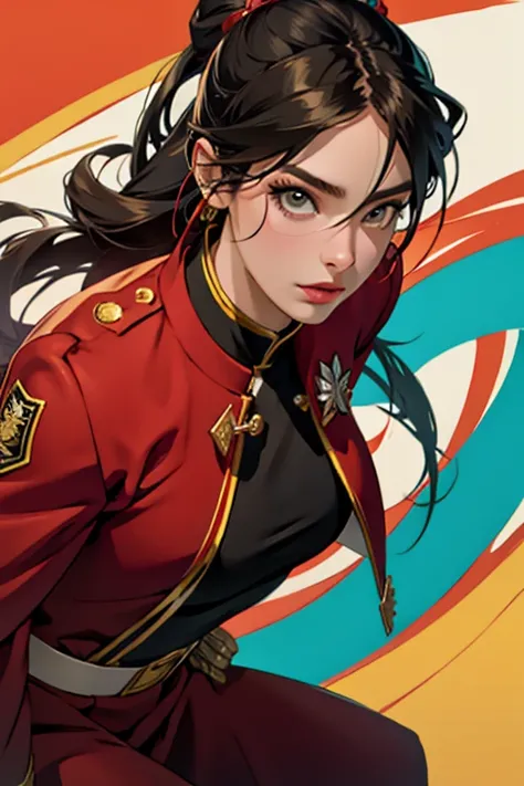 woman Ming-Hua red uniform