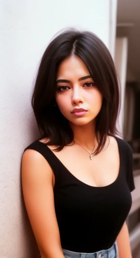 Mujer arafed con el pelo largo parada frente a una pared rosa, alanis guillen, Foto de perfil de la foto de cabeza, Mujer joven con cabello largo y oscuro, Violeta Myers, taken in the mid 2000s, foto de perfil, tomada a finales de 2000, cerveza adison, Fot...