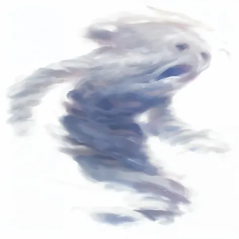 painting of a white dog running in the air with a frisbee, ghostly form, irridescent ghostly, fuzzy ghost, transparent ghost screaming, floating ghost, ghostly ghost, giant ethereal creature, ghost of the fire spirit, ghostly figure, ghostly smoke, a drago...