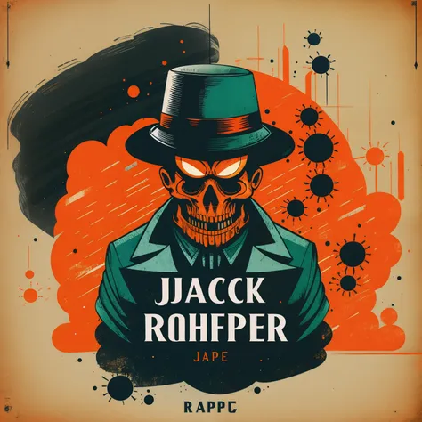 Jack the Ripper ,  design artwork, flat design of a retro vintage, colorful tones, highly detailed clean, vector image