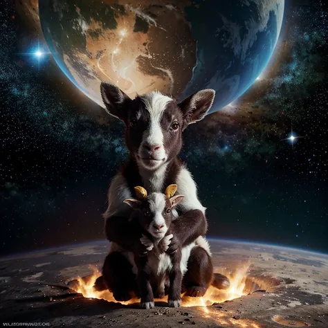 Little goats in the galaxy on the planet