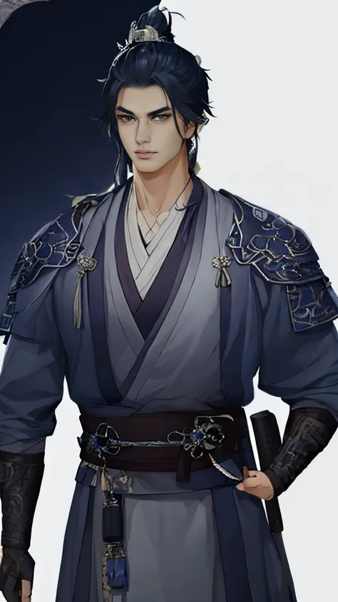 Vikings wearing blue and black Hanfu wallpapers, short detailed hair，Vikings and Rome, leather clothes，anime handsome man, heise jinyao, shirow masamune, The handsome guy who kills demons, , New row added, Shikanosuke Yagaki, Takumi Fujiwara,，Eye focus，