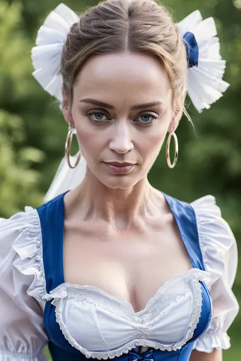 Emily Blunt, Spaltung, (plump breasts), 4K, beautiful,  Blick auf den Betrachter, verschiedene erotische Modelpositionen, (*Villa* crowded with people:1.3),NSFW, (((KopfschusREAKING French Maid, Dienstmagd, Maid Uniform, (Schminke), ((Spaltung)),  BRECHEN ...