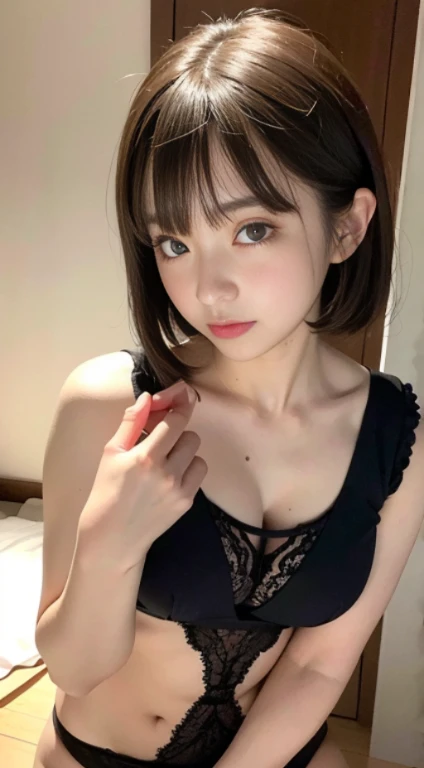 (8k, best quality, masterpiece:1.2), (realistic, photorealistic, photo-realistic:1.2), ultra-detailed, full body, Japanese girl,cute face,beautiful detailed eyes,natural make,short bob,