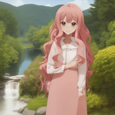 louise zero default, louise-françoise le blanc de la vallière, 1girl in, solo, red blush, long hair, pink hair, wavy hair, pink ...