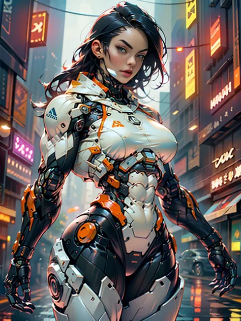 Cinematic, hyper-detailed, and insanely detailed, this artwork captures the essence of megan fox with breathtaking beauty. The color grading is beautifully done, enhancing the overall cinematic feel. Unreal Engine brings her anatomic cybernetic muscle suit...