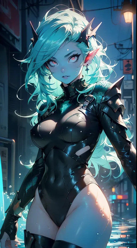 girl alien,(((1girl))),((beautiful girl alien)),

Alien Fish girl, ((blue skin:1.5)), (huge eyes:1.5), (((ear fins:1.5))), (((scaly skin:1.5))),((monster_girl)),(deep blue skin:1.5),

(green hair:1.5), long hair, wavy hair, hair covered one eye, 

(glowing...