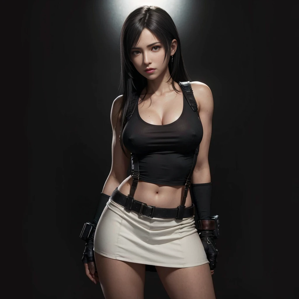 (best quality,ultra-detalhado),(Realistic:1.37),Tifa Lockhart, Rosto bonito e detalhado, maquiagem preta nos olhos, textura ultra realista, rosto delicado, corpo delicado, angry expression