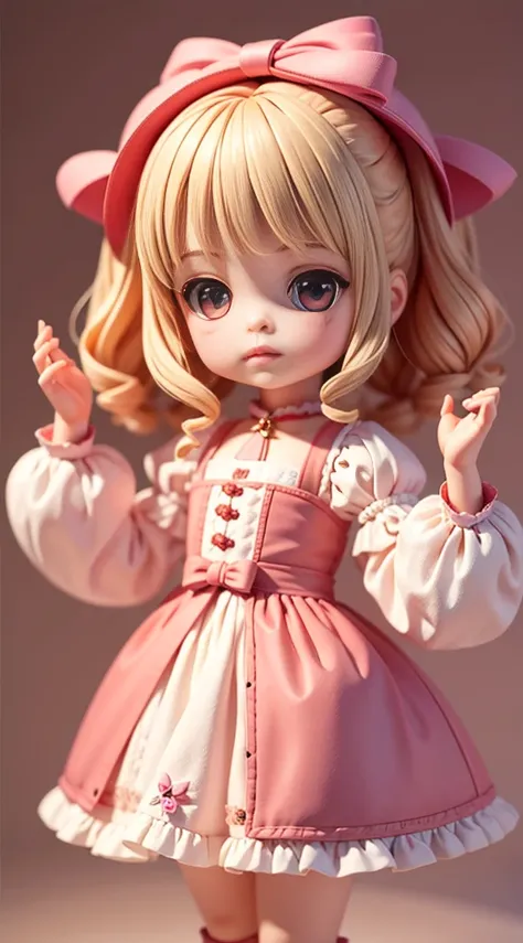 high quality，master-piece，master-piece，delicate face，Delicate hair，delicate eyes，light hair，4K quality，Bright light and shadow，Delphine girls，pink loli，Antique Witz artwork in the form of a round jointed doll.，April Impressions，dollfie dreams，playing cat d...