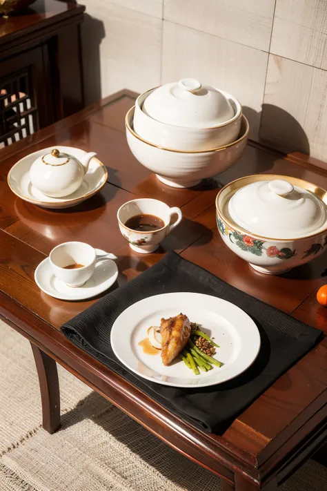 New Chinese tableware，Chinese relief，Traditional pattern，atmospurate，Cutlery set