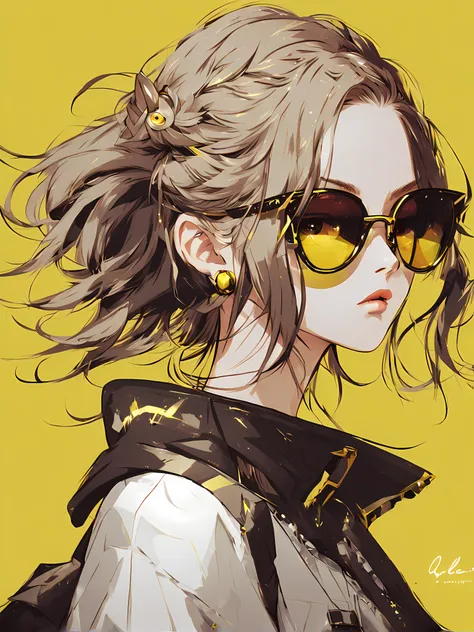 anime girl wearing sunglasses on her hair, guviz-style artwork, digital illustration style, anime style illustration, anime styl...