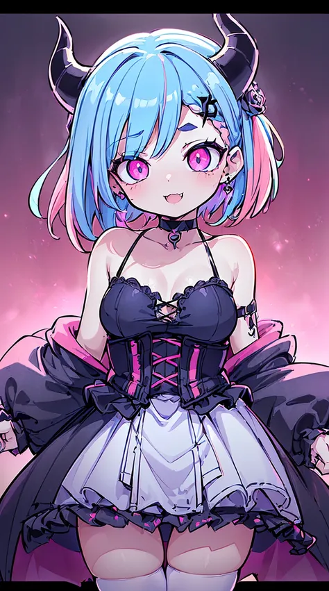 BLACKLIGHT, ((NSFW)), ((Medium Boobs)), realistic art, extremely delicate and beautiful, ultra-detailed, (1girl), ((one Blue eye 1:3, one pink eye 1:3, detailed light, illustration, dynamic angle, depth of field, ((((milf)))), girly, ((Blue/Pink hair 1:3, ...