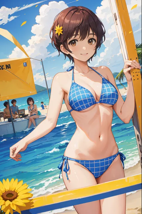 、actual, solo girl, in a bikini, , smiling faces