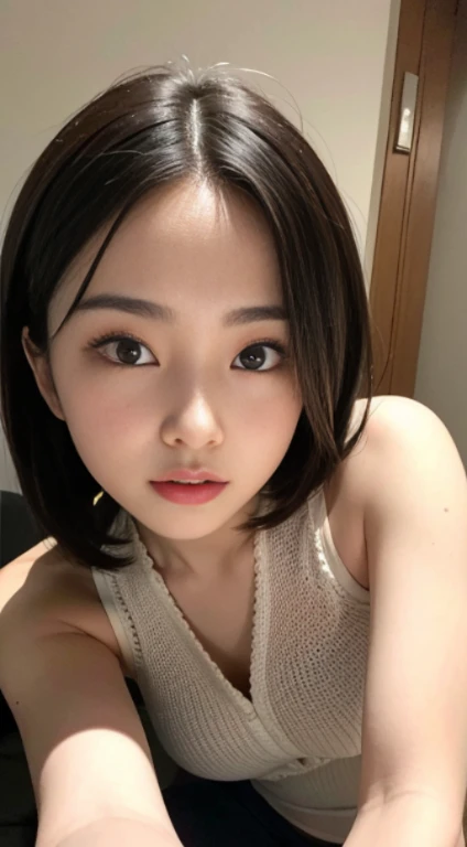 (8k, best quality, masterpiece:1.2), (realistic, photorealistic, photo-realistic:1.2), ultra-detailed, full body, Japanese girl,cute face,beautiful detailed eyes,natural make,short bob, nude