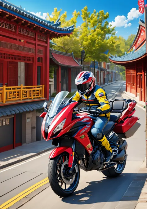 A man rides on a Chinese-style dragon head --auto --s2