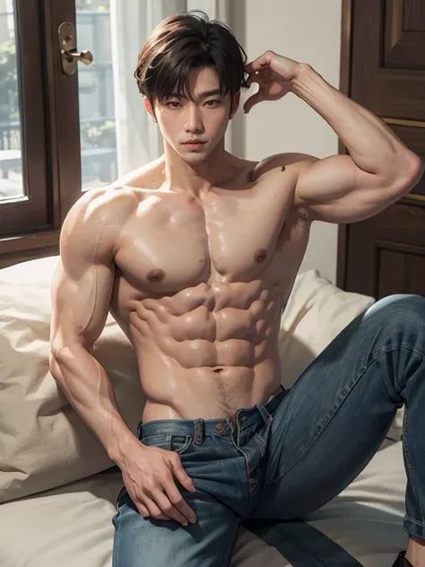 Handsome muscle nude twin Korean boy