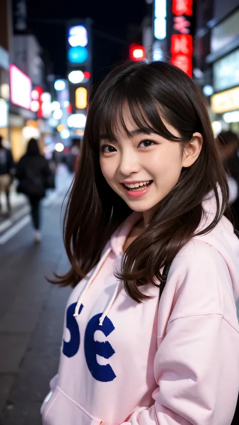 Best-quality, Masterpiece, Ultra-High-Resolution, (Photorealistic:1.4), Raw-Photo, Extremely-Details, Perfect-Anatomy, Ultra-Detailed, 

1girl, 16-years-old, the most famous Japanese idol, laughing out loud, in Tokyos main street at midnight, high on cocai...