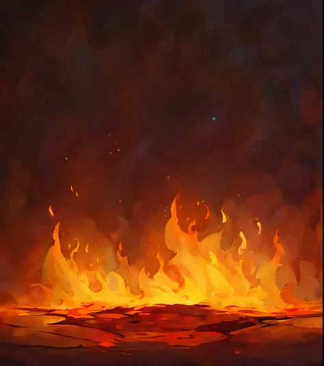 image of a fire pit，Flames came out of it, arte de fundo, Hellfire background, background artwork, hot environment, Flames in the background, Hell background, burning battlefield background, volcanic workshop background, Flames in the background, Fire in t...