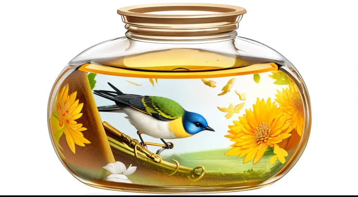 Close-up of a bottle of oil，There is a bird on it, cooking oil, su fu, daoshu, author：CHEN Chun, oil, author：Liao Zhichun, qiangshu, Ancient sword, oil like flowing, jia, Lu Ji, Wang Chen, 千 葉 雄 大