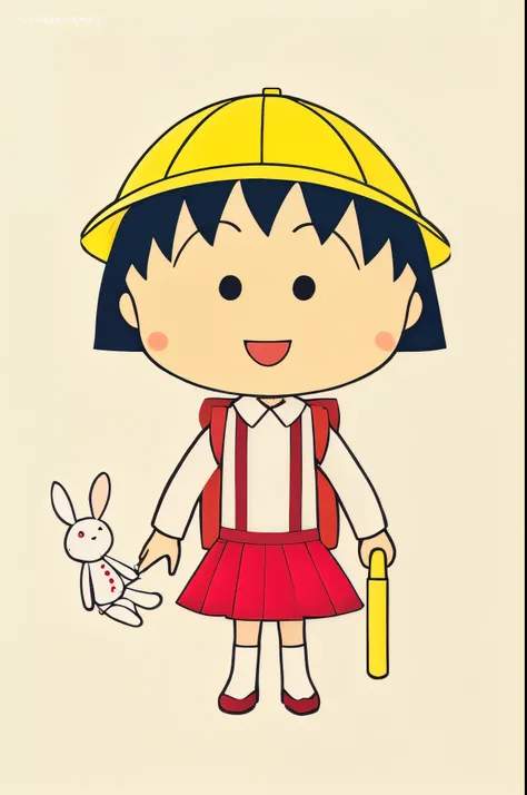 Girl in red dress holding Huawei and little white rabbit, 🚿🗝📝, author：Central Plains South House, ❤🔥🍄🌪, samadai, Blow blow, rumiko, inspired by Rumiko Takahashi, 😃😀😄☺🙃😉😗, Guang Huili, author：Toshihide Nishida