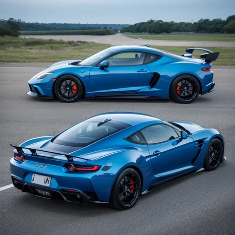 （Blue sports car）（Performance car）Nice looking car，aero dynamic