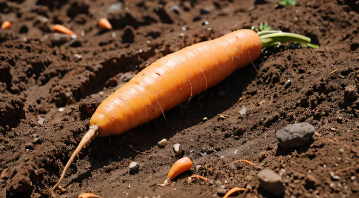 Carrots grow in the soil