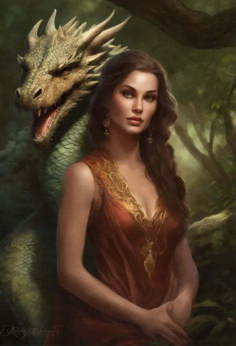 Woman holding dragon (anatomically correct body drawing), fantasy art portrait, realistic fantasy illustration, digital fantasy portrait, inspired by Magali Villeneuve, beautiful fantasy art portrait, fantasy portrait, Fantasy genre portrait, beautiful fan...