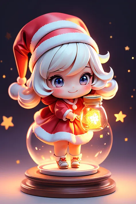 ((top-quality))、 ((​masterpiece))、a chibi doll trapped in a magic jar、cute girl dressed as santa claus and doll present、hoshino　...